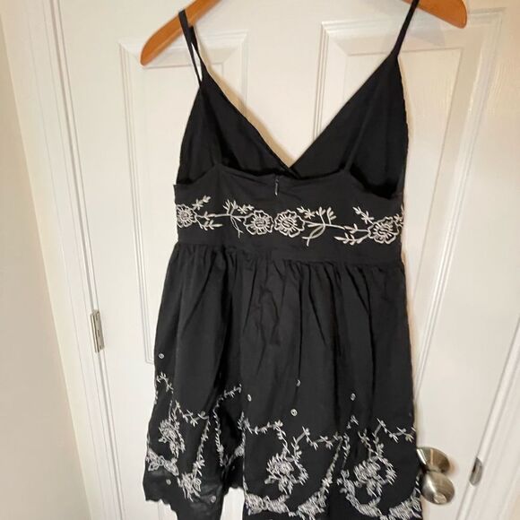 Hale Bob sundress black embroidered 100% cotton Medium - Picture 2 of 7
